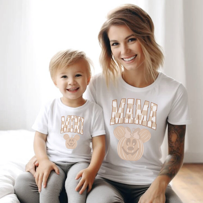 Pumpkin MAMA/MINI Neutral Tee (Choose Wording)